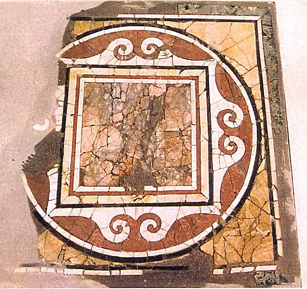 Octagon. Marble floor, emblema.