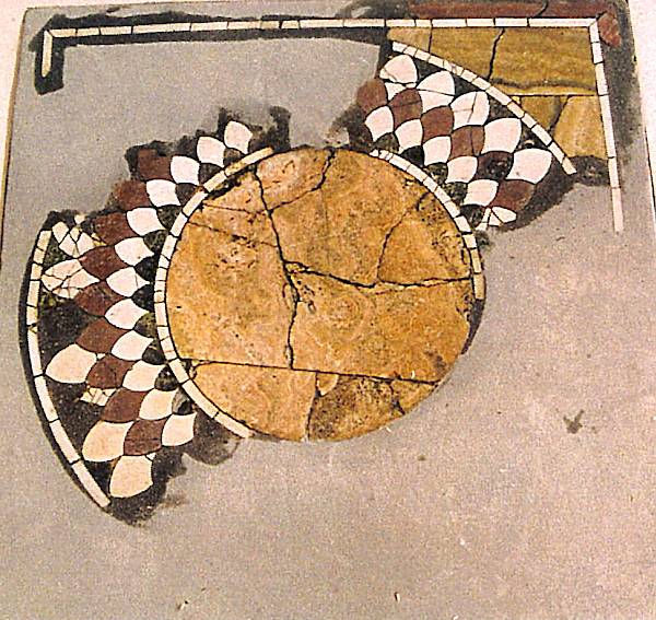 Octagon. Marble floor, emblema.